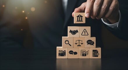 Corporate governance and legal compliance, business ethics, regulatory framework concept

