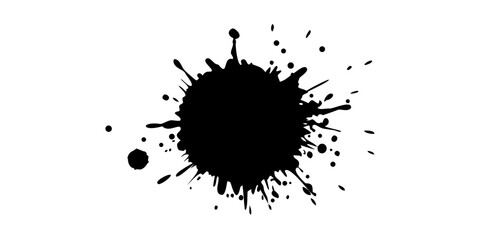 Ink splatter shape icon in black and white