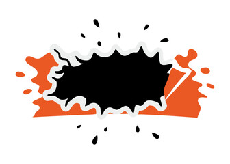 Obraz premium Black ink hole on red geometric shape