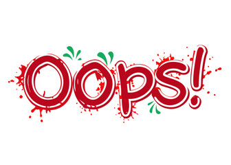 Red Oops! text with festive paint splatter accents