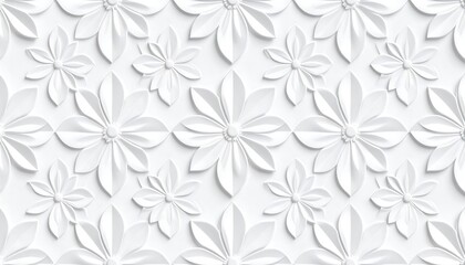 Floral, 3D, white pattern