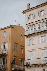 Close-Up of Residential Buildings in Corfu, Greece
