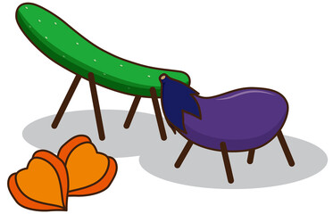 お盆飾りの精霊馬のイラスト