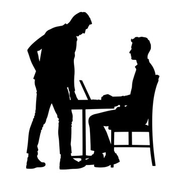 Silhouette of proctor overseeing student during exam in classroom, education focus