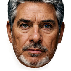 Mature man with grey hair and beard isolated on a transparent background mustache