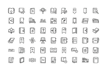 Obraz premium Collection of Book Icons in Outline Style for Education and Reading