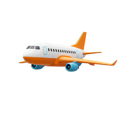 Cartoon Airplane Illustration with Orange and Blue Accents on Transparent Background