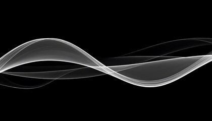 Obraz premium Abstract flowing white lines on black background (3)