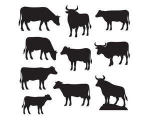 "Black Cow Silhouette – Farm Animal Vector Clipart, Ranch Logo Design, Livestock Outline for Print & Digital Use"