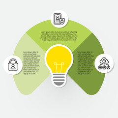 Green Infographic with Light Bulb and 3 Section Security Icons for Business Concept