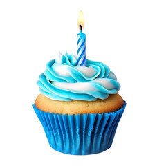 Delicious blue birthday cupcake