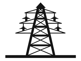 Electrical Transmission Tower icon,electricity tower silhouette vector
