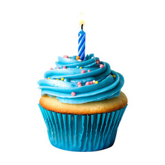 Delicious blue birthday cupcake