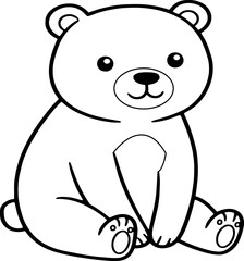 Obraz premium Black and White Cartoon Bear Sitting – Cute Outline Animal Illustration for Coloring Book and Kids Activity