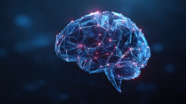 Innovative brain visualization digital space 3d model futuristic environment aerial perspective neuroscience concept - Powered by Adobe