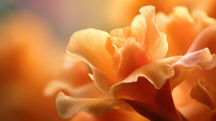 Fototapeta premium Delicate orange flower bloom nature scene close-up photography soft focus natural beauty