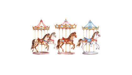 Obraz premium Cartoon carousel with a joyful horse and deer, perfect for a fun animal illustration or festive Christmas design