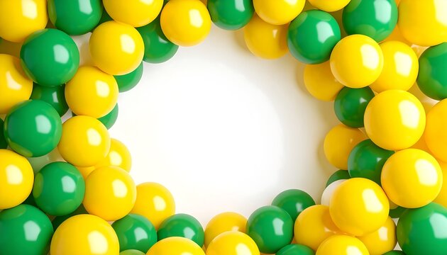 Circular frame of yellow and green spheres