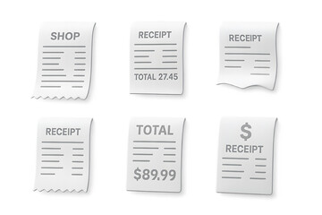 Isometric 3D Receipt UI UX Set Paper, Finance, Bill - Modern Financial Record Illustration