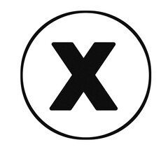 Obraz premium Black letter x inside a black circle isolated on transparent background