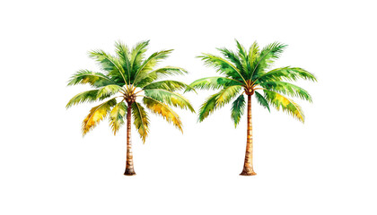 Single tropical palm tree on white background
