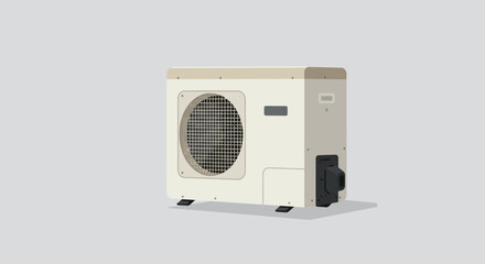 Fototapeta premium A modern air conditioner unit stands ready to provide cooling and heating for indoor comfort
