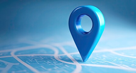 Blue Location Pin on a Map Navigation and Travel Concept Illustration