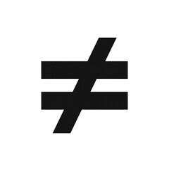 Fototapeta premium Black not equal symbol mathematical sign isolated on transparent background