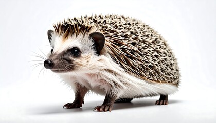 Hedgehog portrait against white background
