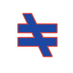 Obraz premium Blue and red unequal sign symbol isolated on transparent background