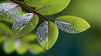 Lush green leaves with water droplets