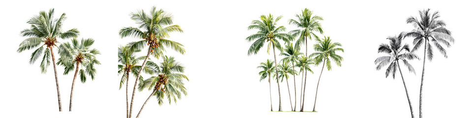 Fototapeta premium Palm Tree Illustrations: Tropical Island Vacation Vibes, Set of Four