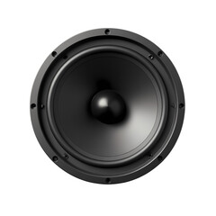 Close up of a black speaker isolated on transparent background