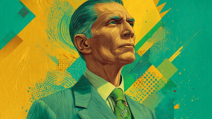 Digital Illustration of Jinnah with Quote - Pakistan Zindabad Poster Design