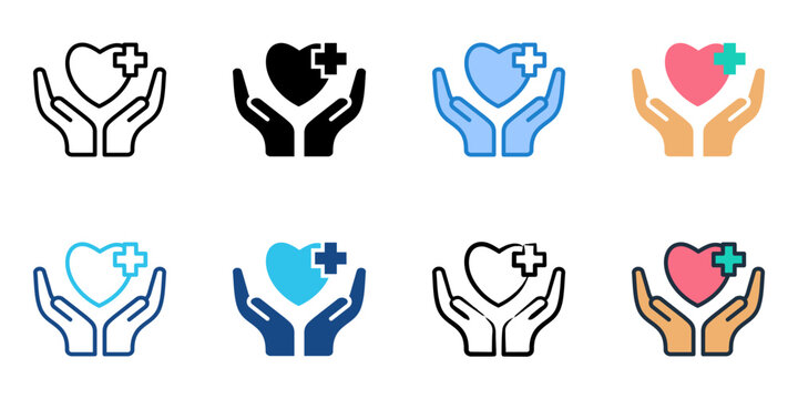 Palliative Care icon set multiple style collection
