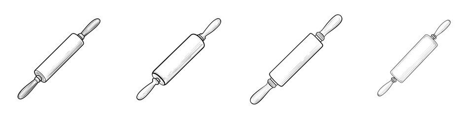 Fototapeta premium Rolling Pin Sketch: Kitchen Utensil Art Illustration
