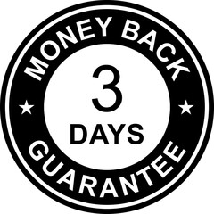 3 days money back guarantee icon for graphic design, logo, website, social media, mobile app, UI illustration