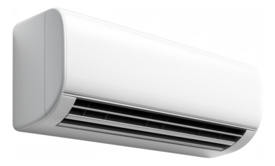 Wall-mounted split air conditioner for a private house, featuring a sleek white exterior and a compact, rectangular indoor unit.
