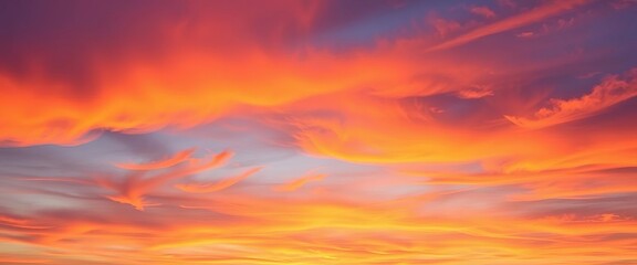 Obraz premium Vibrant orange, pink, and purple hues blend seamlessly across a breathtaking sunset sky, background, gradient