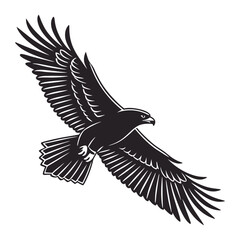 Illustration of a black eagle soaring with spread wings