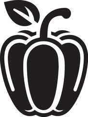 Simple black silhouette of bell pepper