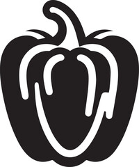 Simple black silhouette of bell pepper