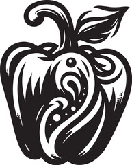 Fototapeta premium Simple black silhouette of bell pepper