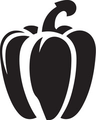 Simple black silhouette of bell pepper