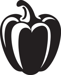 Simple black silhouette of bell pepper