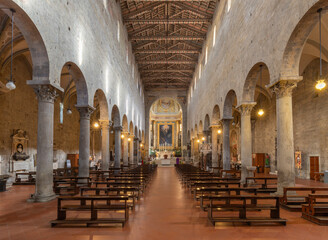 PISTOIA, ITALY - MARCH 16, 2025: The nave of  Chiesa di San Fracesco.