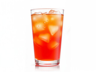 Refreshing drink with ice cubes in a glass on white background isolated white background 