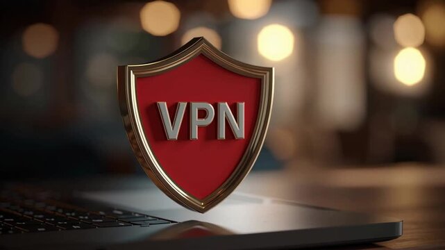 Vpn proxy protection connection concept. VPN Shield Symbolizes Secure Proxy Protection and Connection on Laptop with Advanced Technology