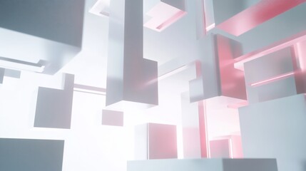 Fototapeta premium Abstract Minimalist Geometric Composition with Subtle Pink Illumination