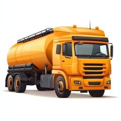 Oil Tanker Truck mockup isolated on white background. Fuel Truck mockup. Industrial Vehicle. Gasoline Tanker Truck. Heavy Oil Transport Truck. Oil Tanker Design Element. Tanker Truck mockup isolated.